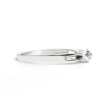 Stainless Steel Twisted Band CZ Accent Ring