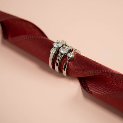 Stainless Steel CZ Accent Birthstone Ring