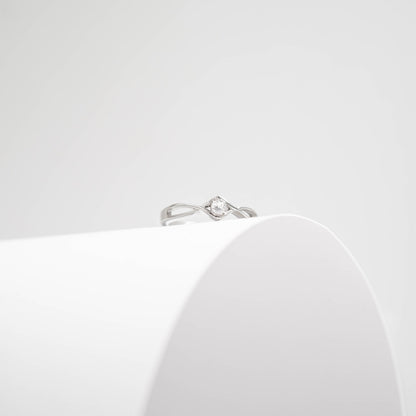 Stainless Steel Twisted Band CZ Accent Ring
