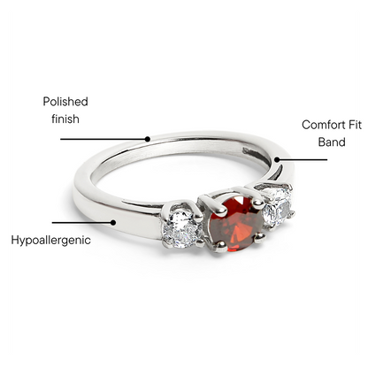 Stainless Steel CZ Accent Birthstone Ring