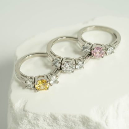 Stainless Steel CZ Accent Birthstone Ring