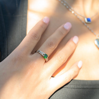 Stainless Steel CZ Stone Celtic Birthstone Ring