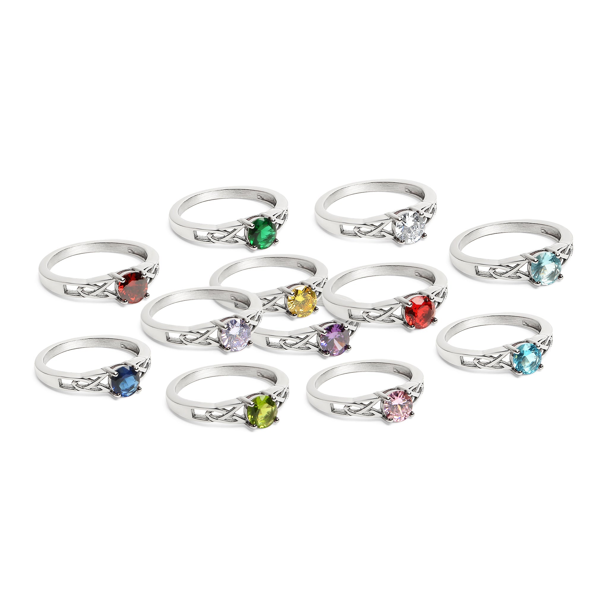 Stainless Steel CZ Stone Celtic Birthstone Ring