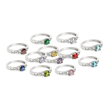 Stainless Steel CZ Stone Celtic Birthstone Ring