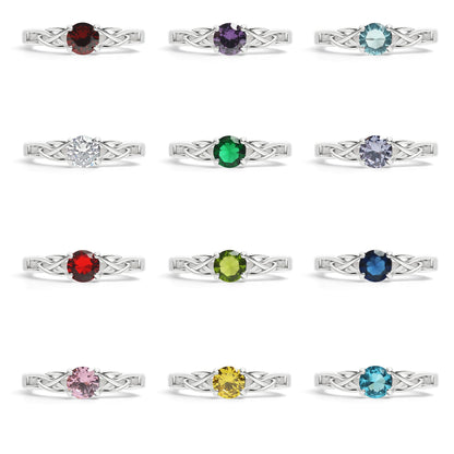 Stainless Steel CZ Stone Celtic Birthstone Ring