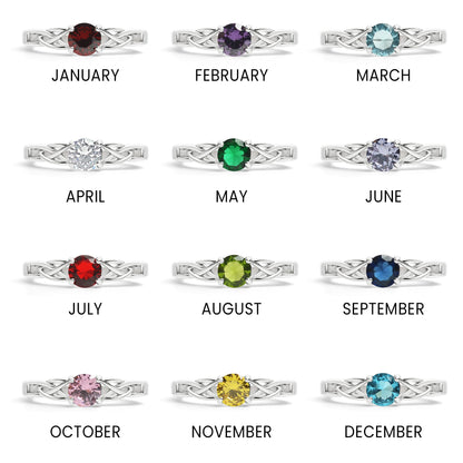 Stainless Steel CZ Stone Celtic Birthstone Ring