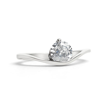 Stainless Steel Offset Solitaire CZ Ring
