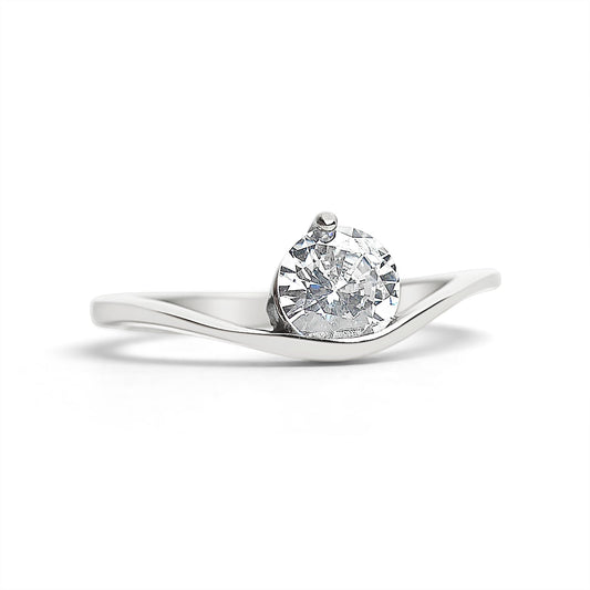 Stainless Steel Offset Solitaire CZ Ring
