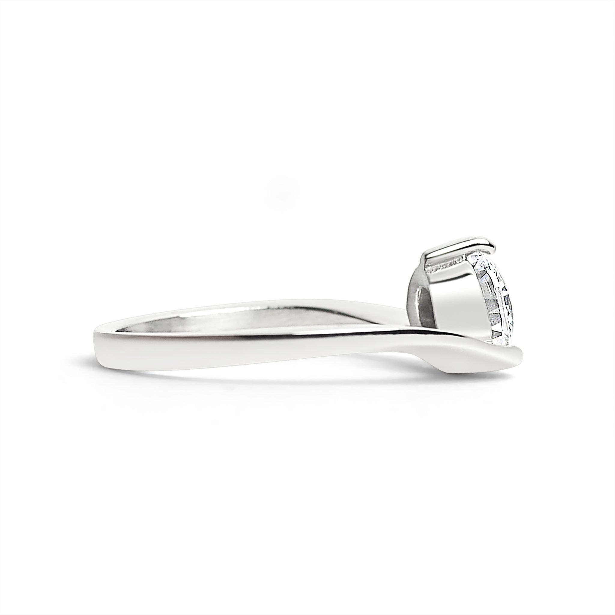 Stainless Steel Offset Solitaire CZ Ring