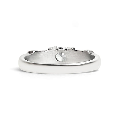 CZ Center With Decorative Accents Stainless Steel Ring