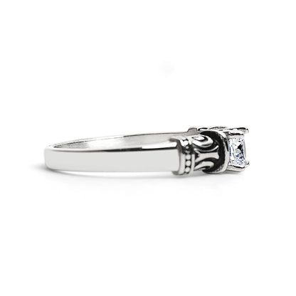 CZ Center With Decorative Accents Stainless Steel Ring