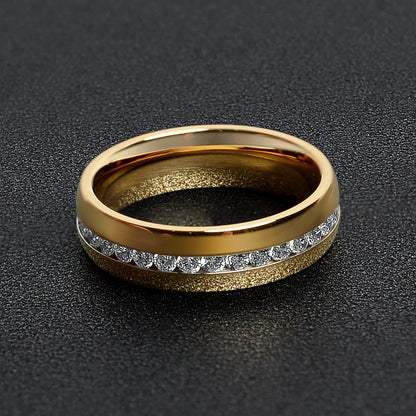 Highly Polished Gold Stainless Steel CZ Center Ring