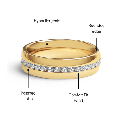 Highly Polished Gold Stainless Steel CZ Center Ring