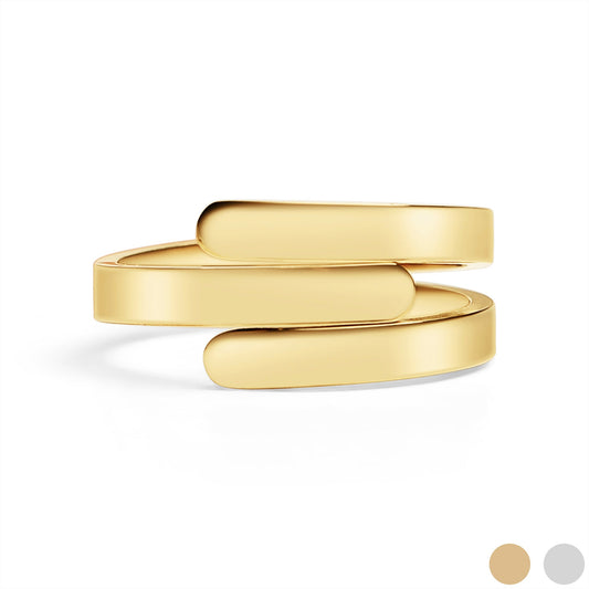 18K Gold PVD Stainless Steel Blank 3 Name Wrap Ring