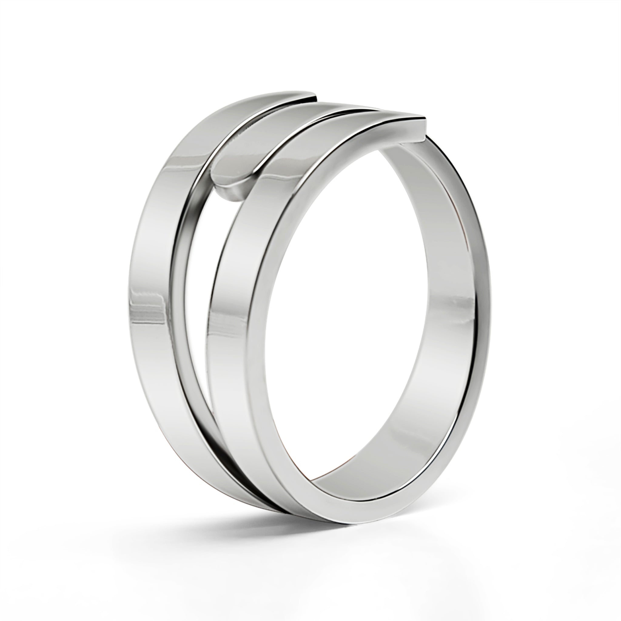18K Gold PVD Stainless Steel Blank 3 Name Wrap Ring