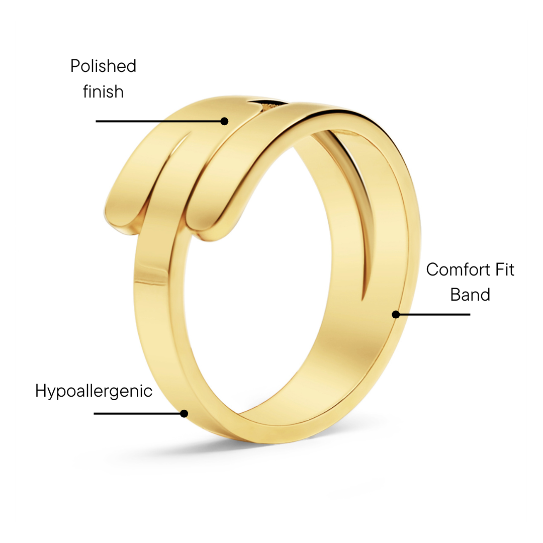 18K Gold PVD Stainless Steel Blank 3 Name Wrap Ring