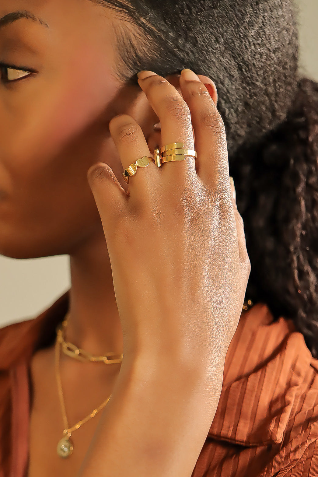 18K Gold PVD Stainless Steel Blank Engravable 3 Heart Ring