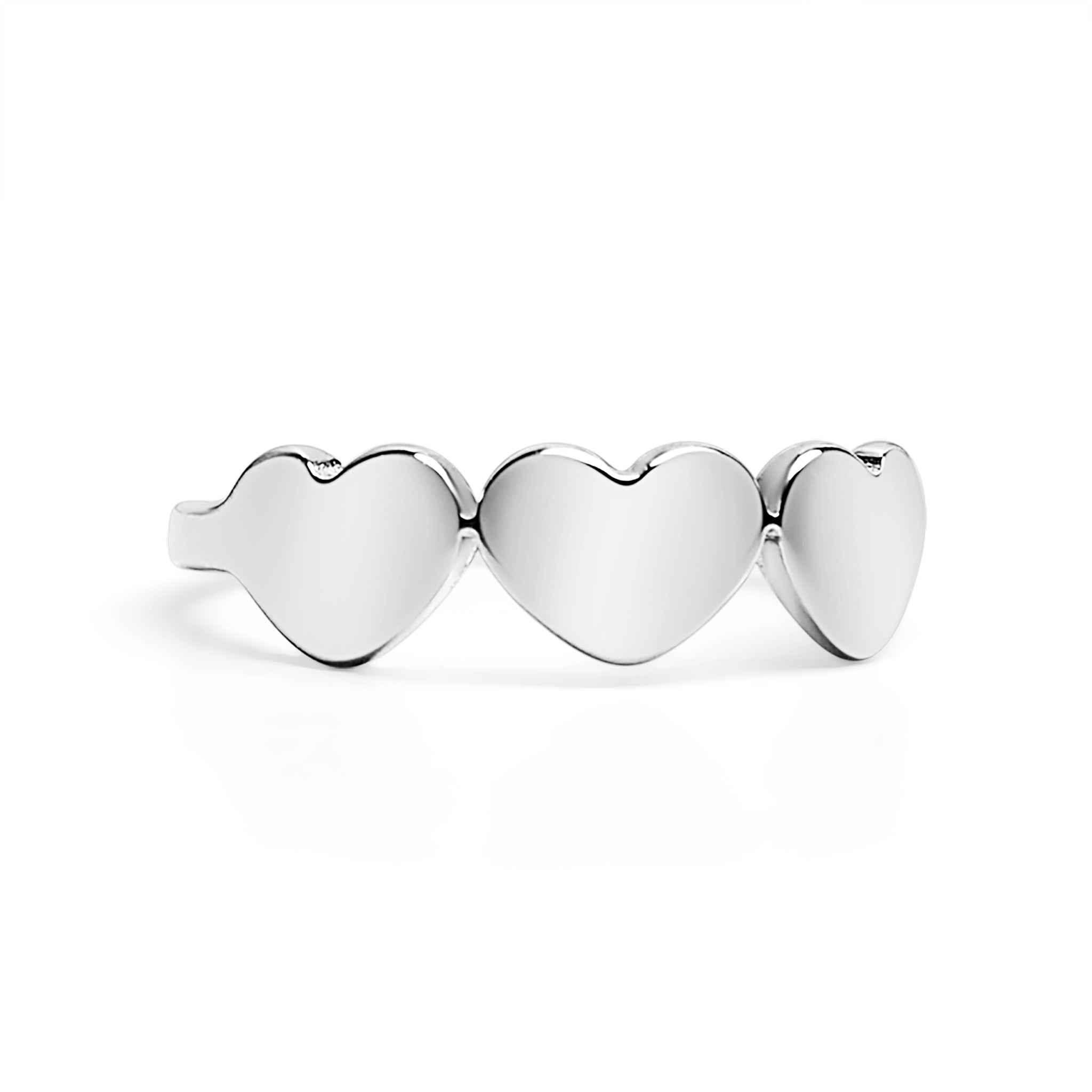 18K Gold PVD Stainless Steel Blank Engravable 3 Heart Ring