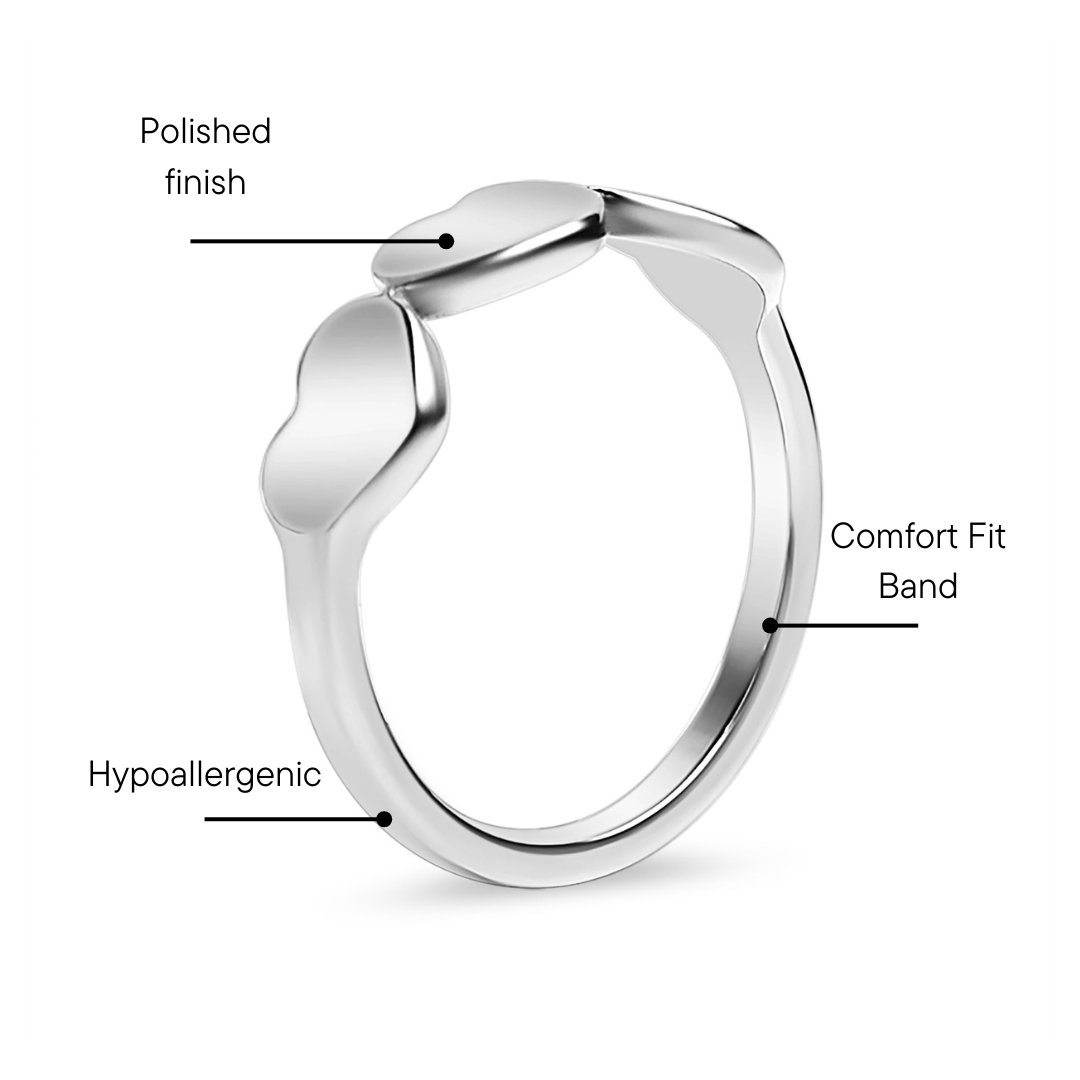 18K Gold PVD Stainless Steel Blank Engravable 3 Heart Ring