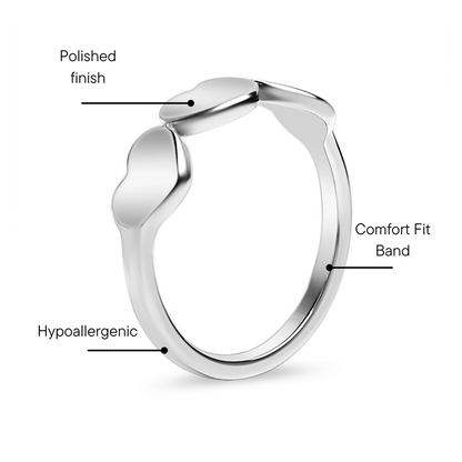 18K Gold PVD Stainless Steel Blank Engravable 3 Heart Ring
