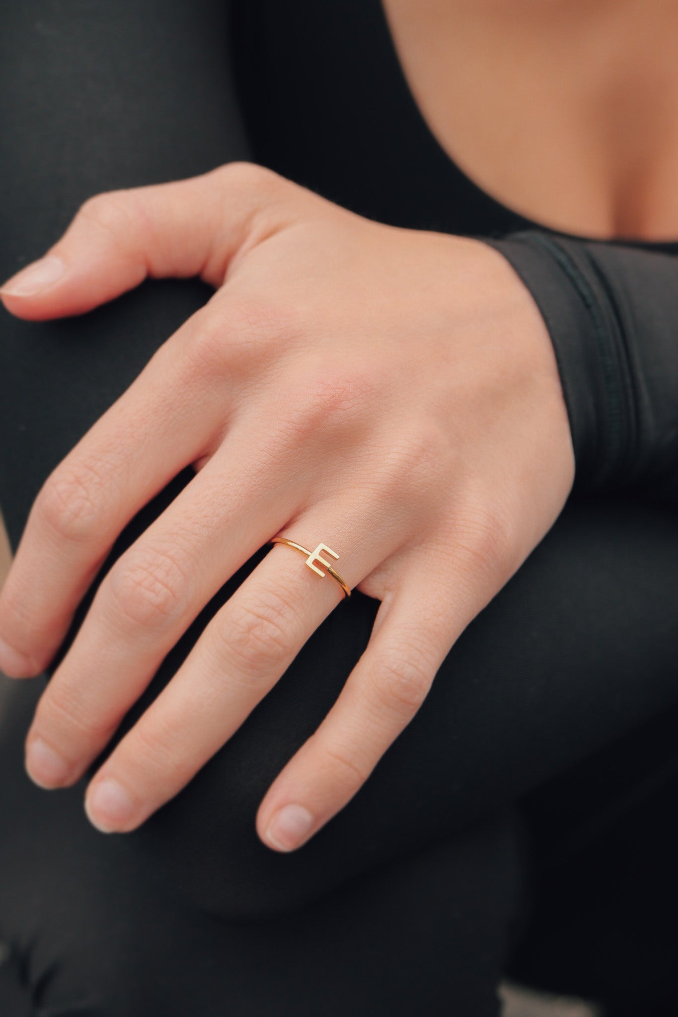18K Gold PVD Stainless Steel Initial Stacking Rings N-Z