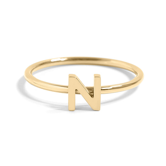 18K Gold PVD Stainless Steel Initial Stacking Rings N-Z