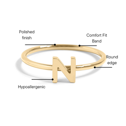 18K Gold PVD Stainless Steel Initial Stacking Rings N-Z