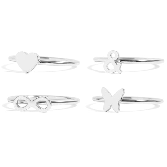 Stainless Steel Symbol Stacking Rings