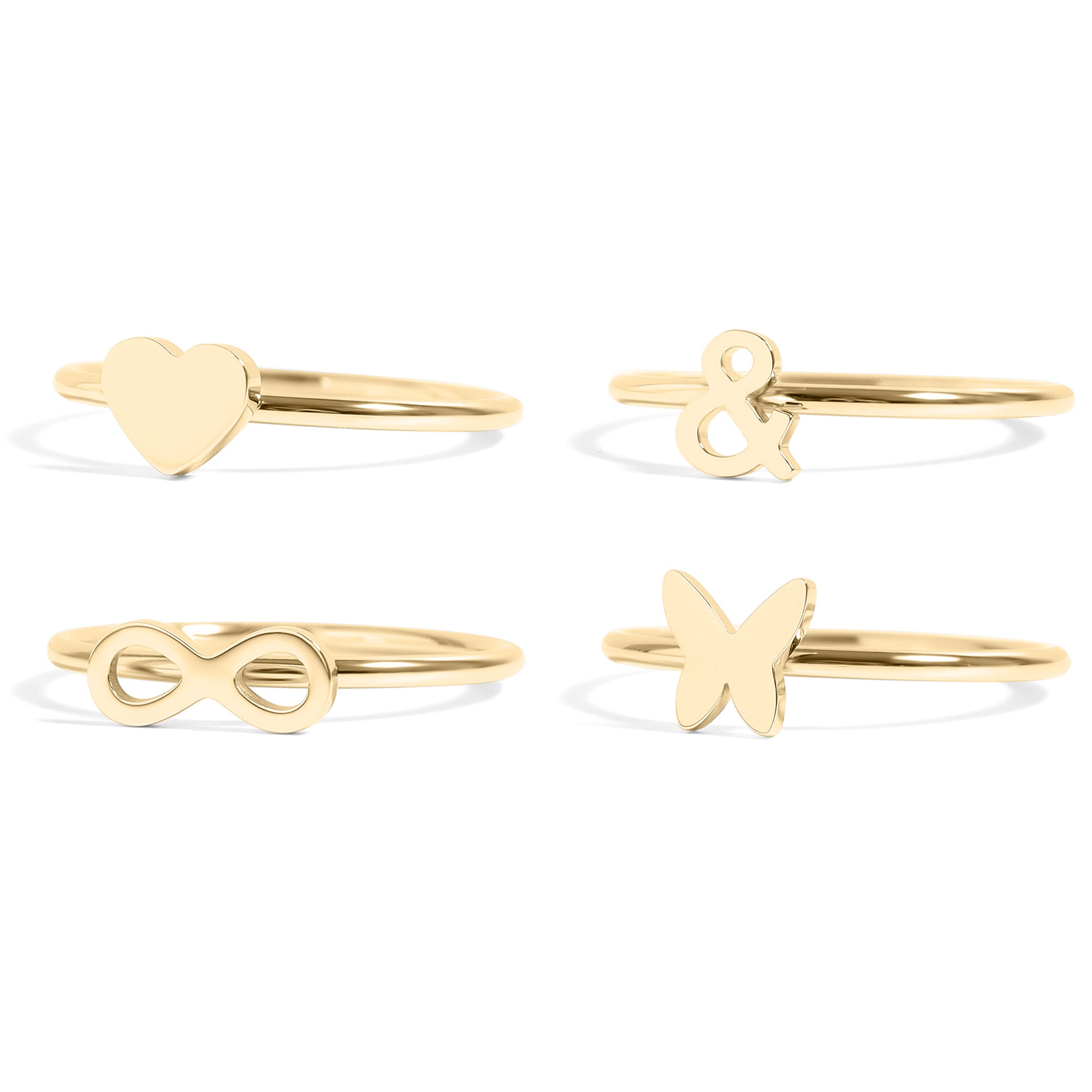 18K Gold PVD Stainless Steel Symbol Stacking Rings