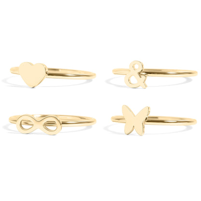 18K Gold PVD Stainless Steel Symbol Stacking Rings