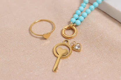 Semi Precious Natural Stone Charm Keeper Necklace