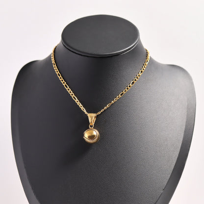 18K Gold PVD 3D Baseball Pendant