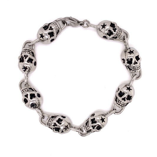 Stainless Steel Star Skull Bracelet