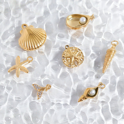 18K Gold PVD Stainless Steel 92 Piece Nautical Charm Bar Set