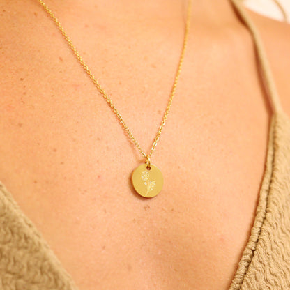 18K Gold PVD Stainless Steel Birth Flower Charm