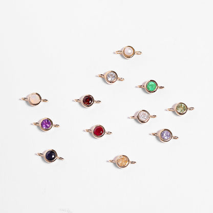 14K Solid Gold Birthstone Connector Charms for Permanent Jewelry
