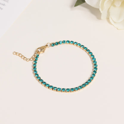 18K Gold PVD Stainless Steel Birthstone Tennis Chain Bracelet
