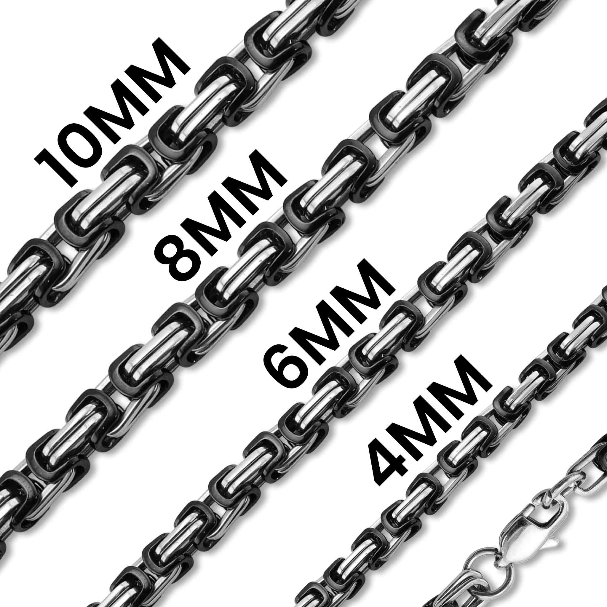 Stainless Steel And Black Byzantine Chain Necklace