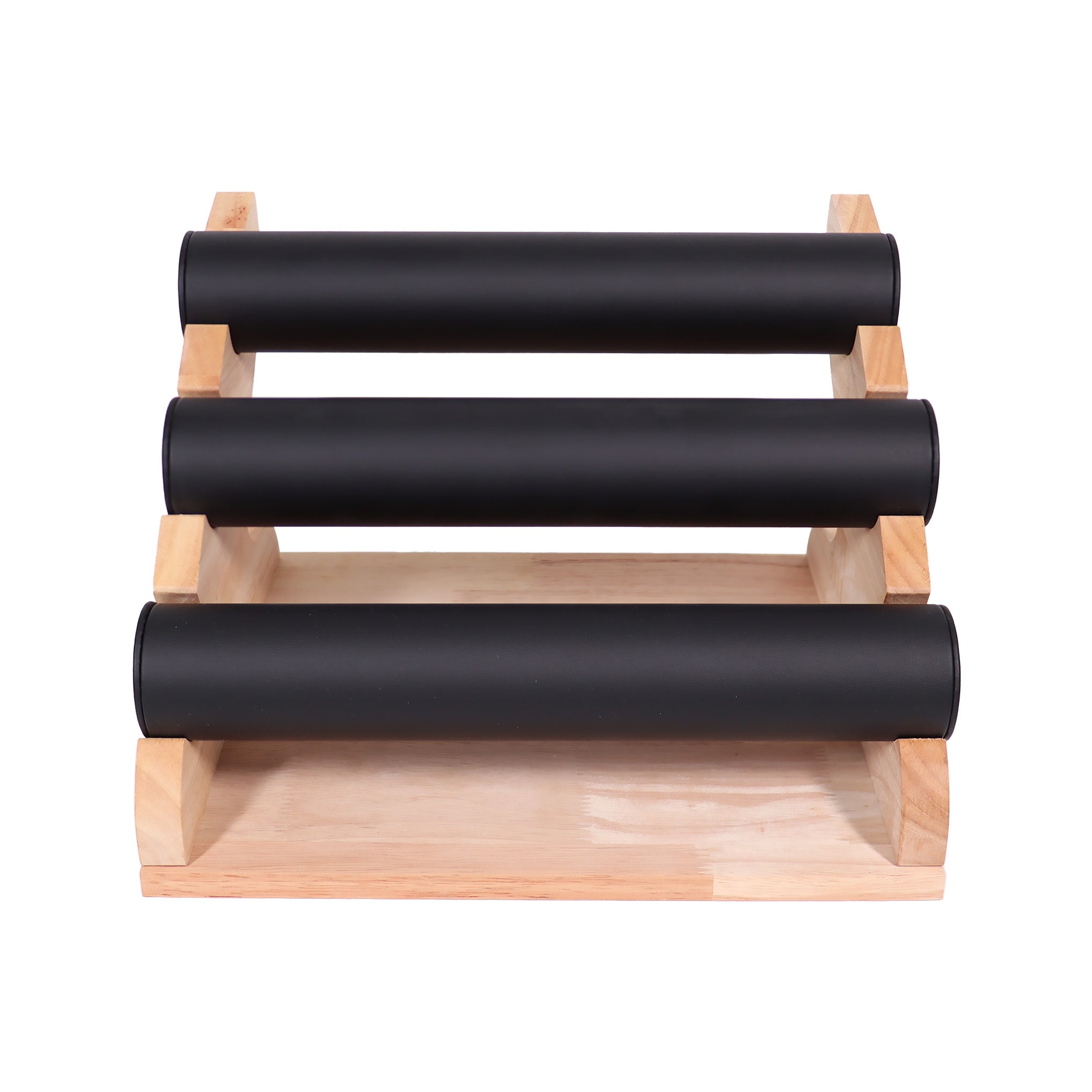 Natural Wood & Leather 3 Tier Bracelet Display