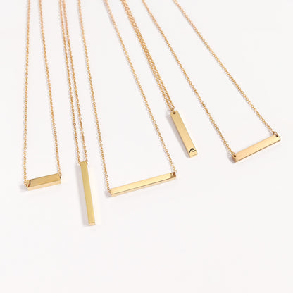 18K Gold PVD Stainless Steel Blank Bar Necklace