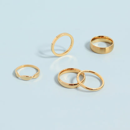 18K Gold PVD Stainless Steel Brushed Matte Blank Ring
