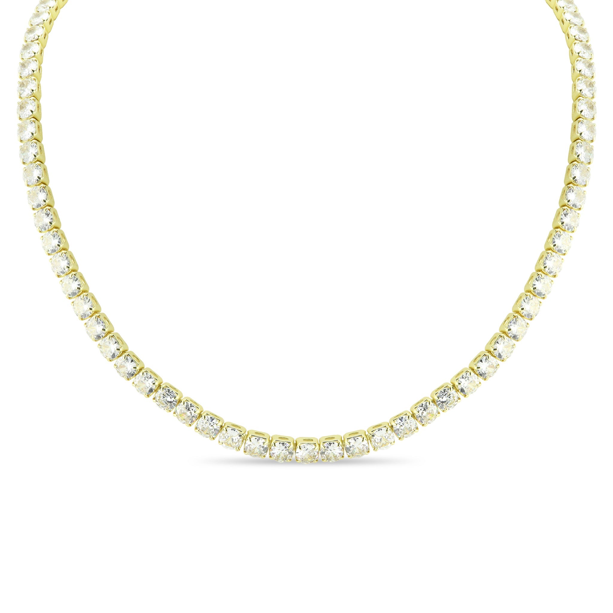 Gold PVD Coated Over Brass Cubic Zirconia Tennis Necklace