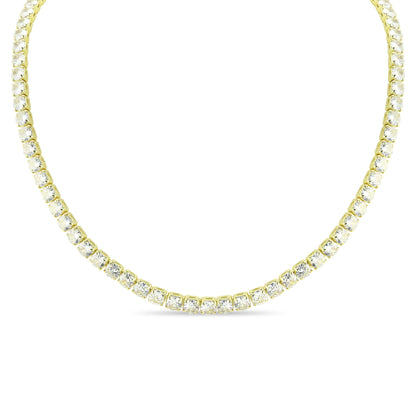 Gold PVD Coated Over Brass Cubic Zirconia Tennis Necklace