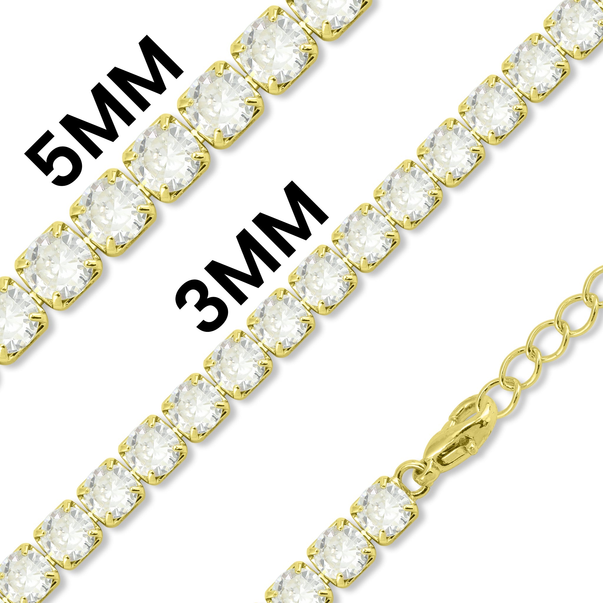 Gold PVD Coated Over Brass Cubic Zirconia Tennis Necklace