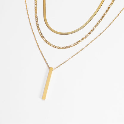 45 pc 18K Gold PVD Vertical Bar Layered Necklace Set