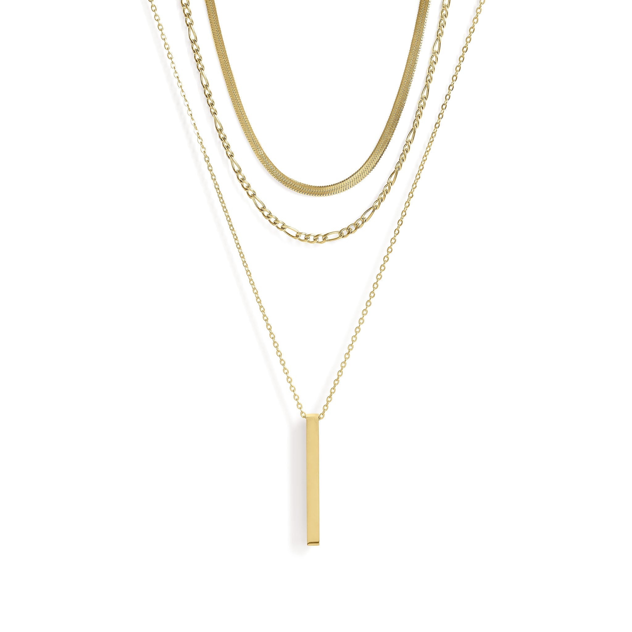 45 pc 18K Gold PVD Vertical Bar Layered Necklace Set