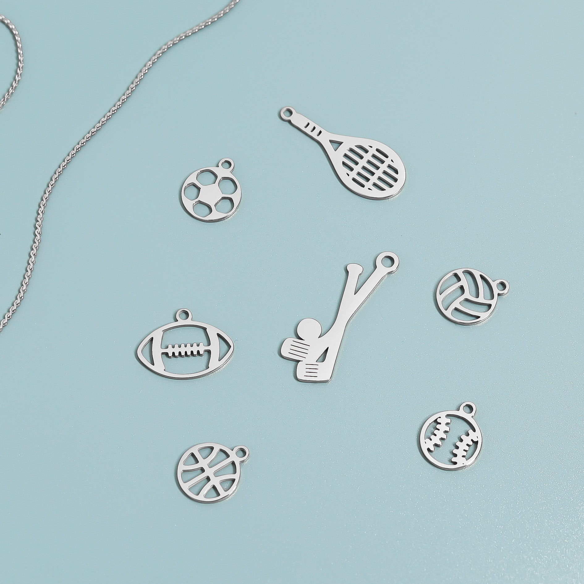 18K Gold PVD Stainless Steel Sports Charm Bundle
