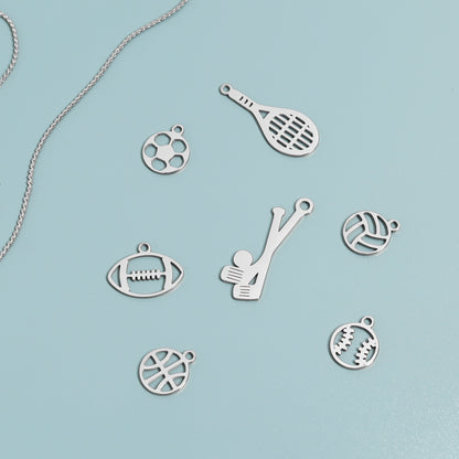 18K Gold PVD Stainless Steel Sports Charm Bundle