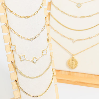 18K Gold PVD Stainless Steel Necklace and Bracelet Jewelry Set