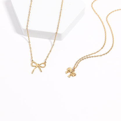 18K Gold PVD Stainless Steel Ribbon Bow Charm